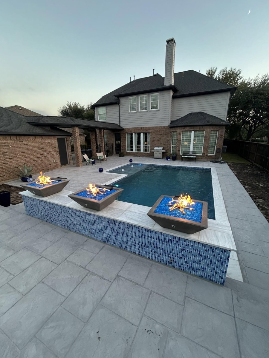 Custom Pool with Fire Feature Custom Pool with Fire Feature
